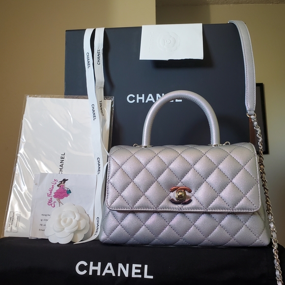 CHANEL Silver Quilted Tote Bag - Picture 1 of 7